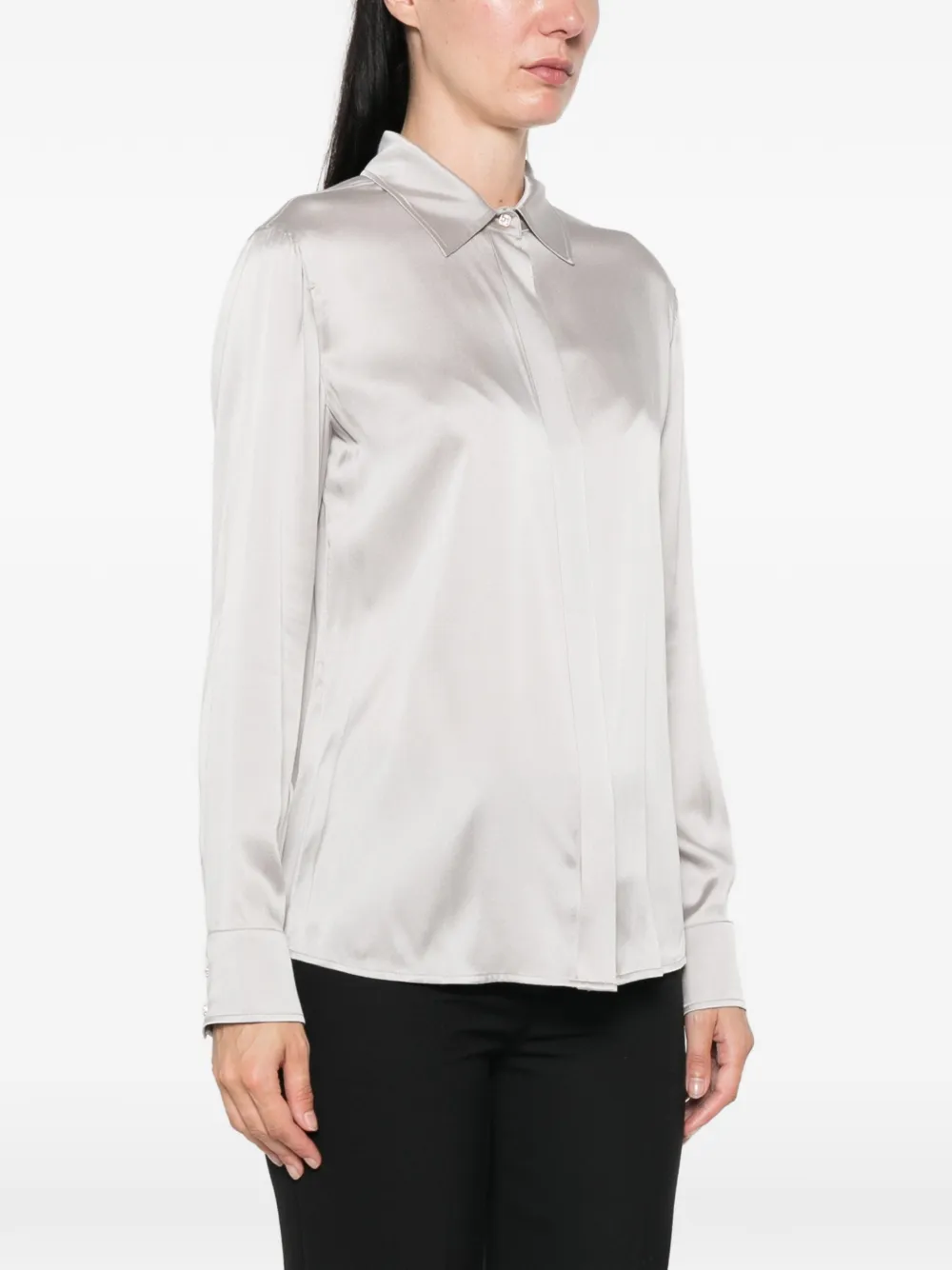 Max Mara blouse van satijn-zijdeblend Grijs