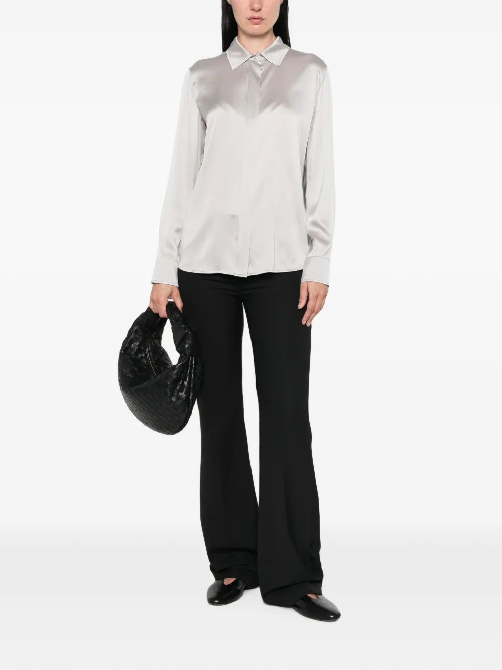 Max Mara blouse van satijn-zijdeblend Grijs