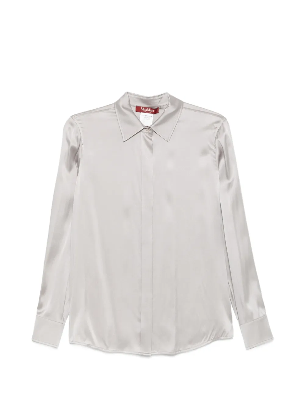 Max Mara concealed-front silk shirt - Grigio