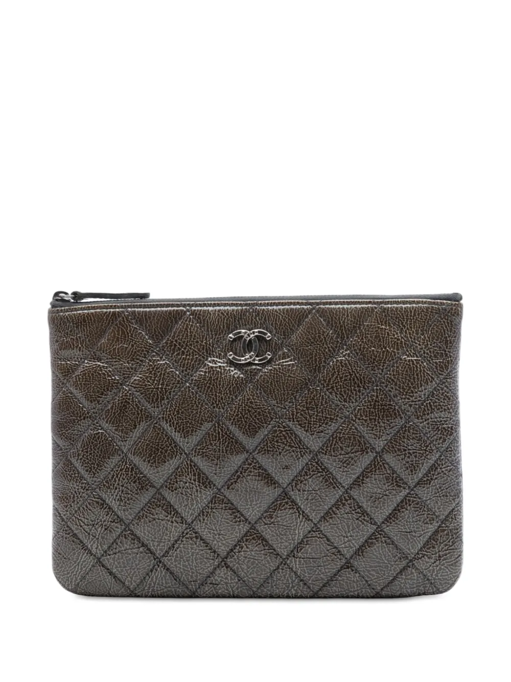 CHANEL Pre-Owned Clutch Crinkled Patent O Case piccola 2014 - Grigio