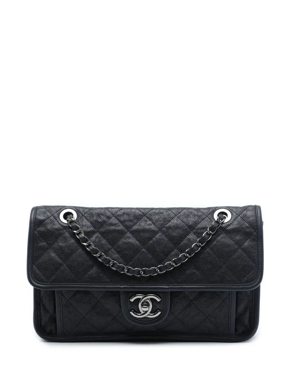 CHANEL Pre-Owned Borsa a spalla French Riviera media in pelle Caviar trapuntata con battente 2014 - Blu