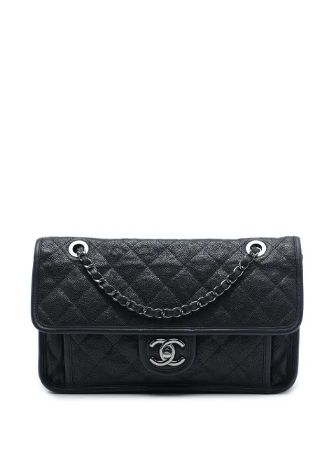 CHANEL Pre-Owned sac porté épaule French Riviera Flap médium en cuir Caviar (2014)
