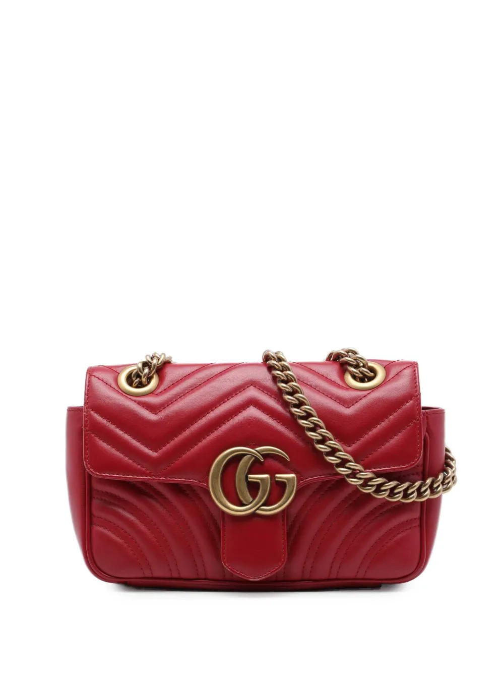 Gucci Pre-Owned 2016-2026 Small GG Marmont Matelasse Calfskin shoulder bag - Rosso