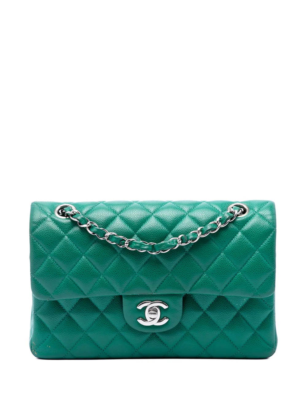 CHANEL Pre-Owned 2020 Small Classic Caviar Double Flap shoulder bag - Verde