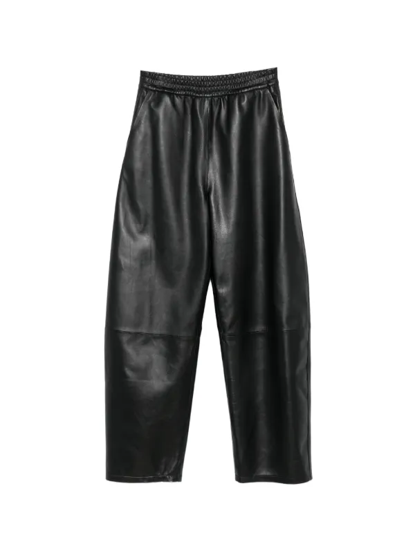 Arma Ribbed-trim Leather Trousers in Black