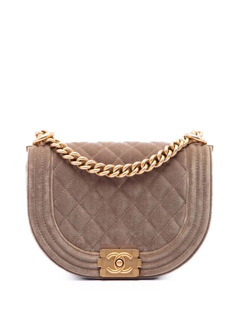 CHANEL Pre-Owned 2021-2026 Small Quilted Velvet Boy Messenger Bag crossbody bag - Marrone