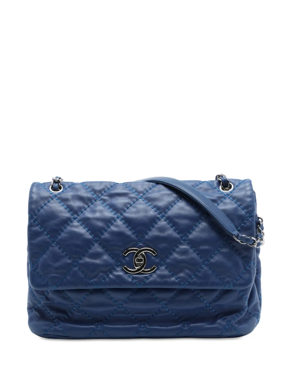 CHANEL Pre-Owned 2012-2013 Large Quilted Calfskin Love Me Tender Flap shoulder bag - Blu