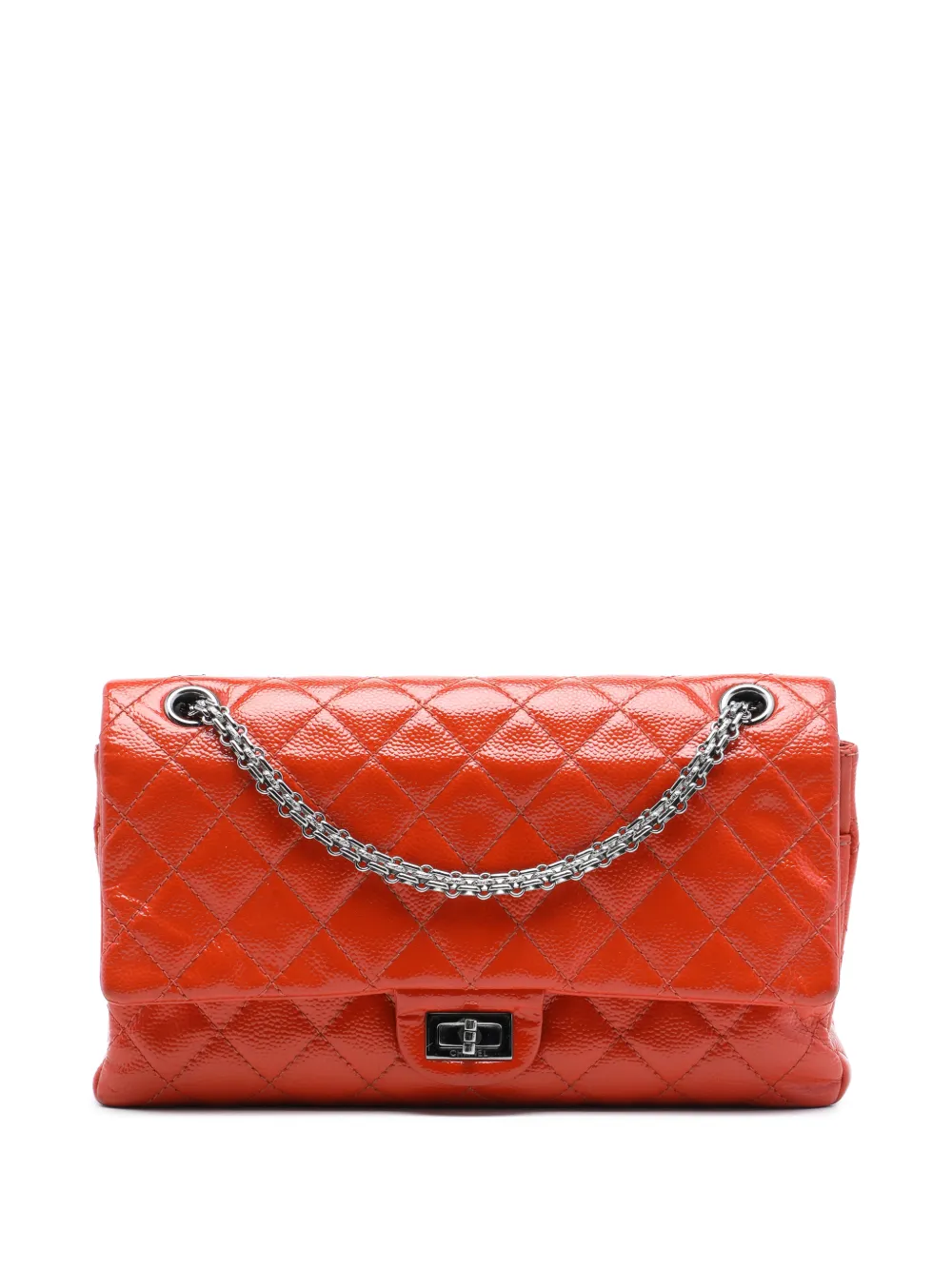 CHANEL Pre-Owned Borsa a spalla Reissue 2.55 Double Flap 226 in pelle Caviar lucida trapuntata 2014-2015 - Arancione