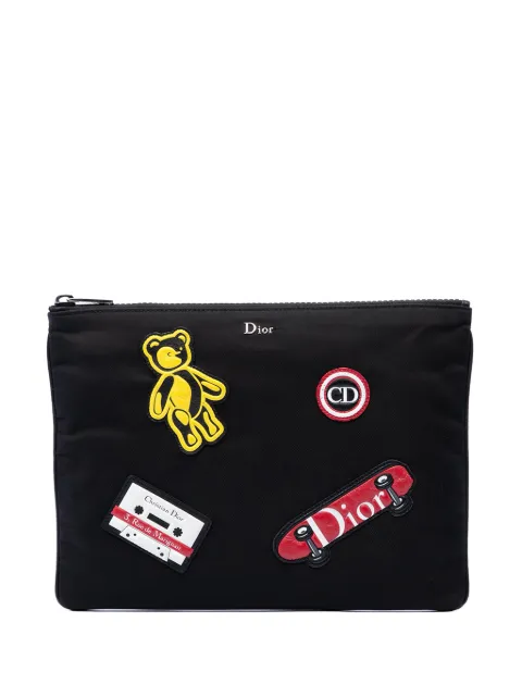 Christian Dior Pre-Owned 2018 Nylon Patch Embellished Zip clutch bag