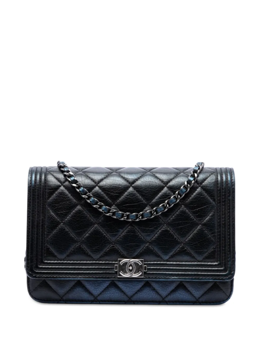 CHANEL Pre-Owned 2015-2016 Quilted Aged Calfskin Boy Wallet on Chain crossbody bag - Nero