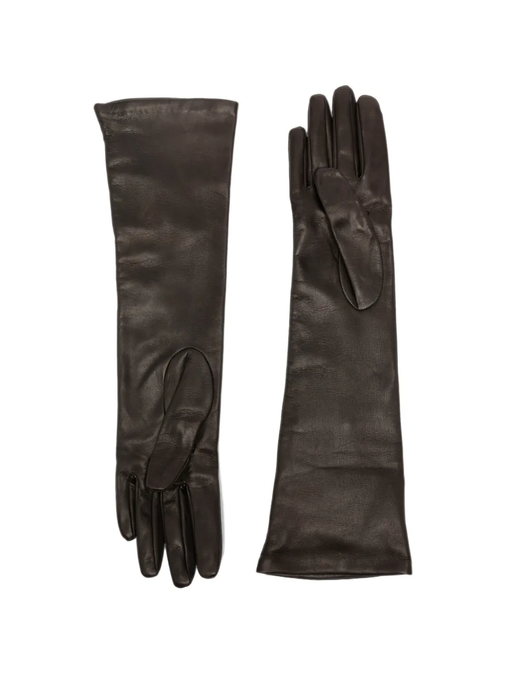 Max Mara Afidee leren handschoenen met logo-plakkaat Bruin