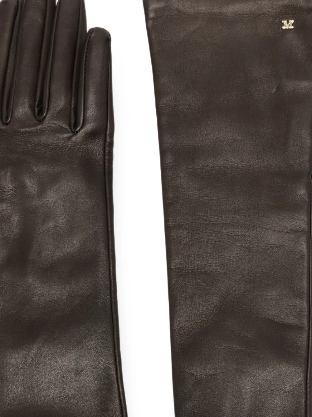 Max Mara Afidee leren handschoenen met logo-plakkaat Bruin