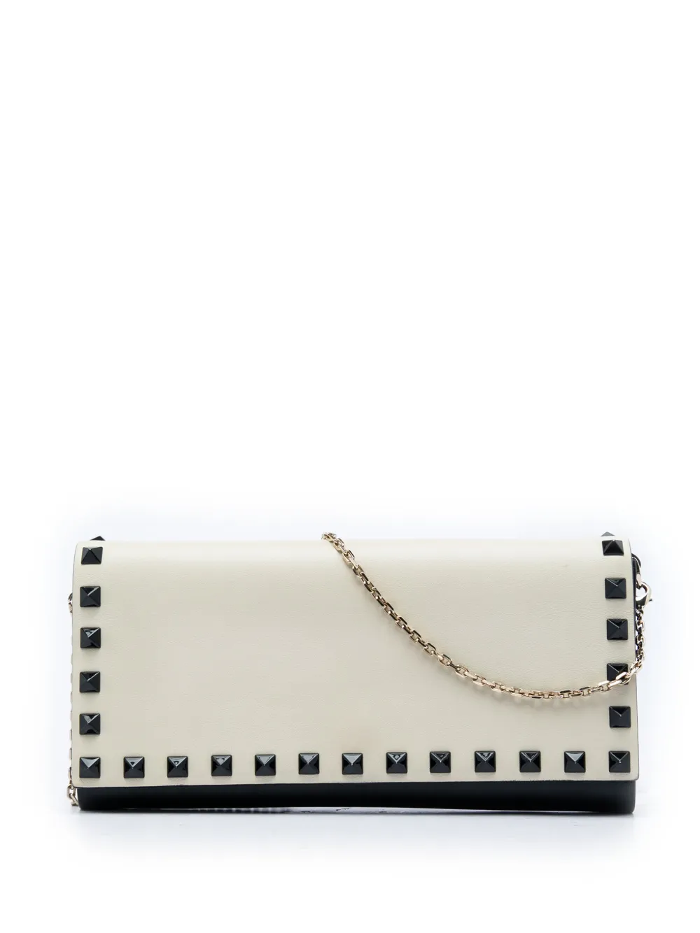 Valentino Garavani Pre-Owned Borsa a tracolla Rockstud bicolore in pelle con catena 2018-2026 - Toni neutri