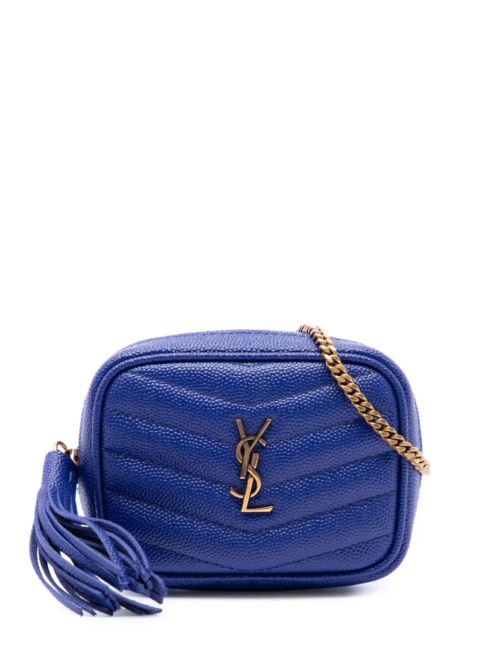 Saint Laurent Pre-Owned 2020 baby Matelasse Grain de Poudre Monogram Lou Umhängetasche - Blau