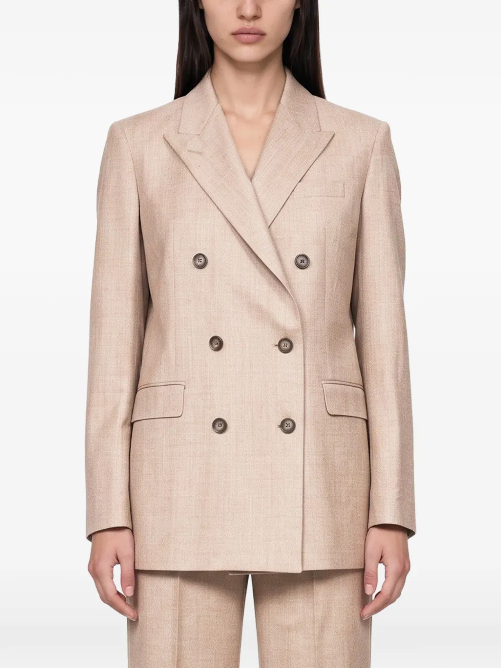 Tagliatore double-breasted peak-lapel blazer Beige