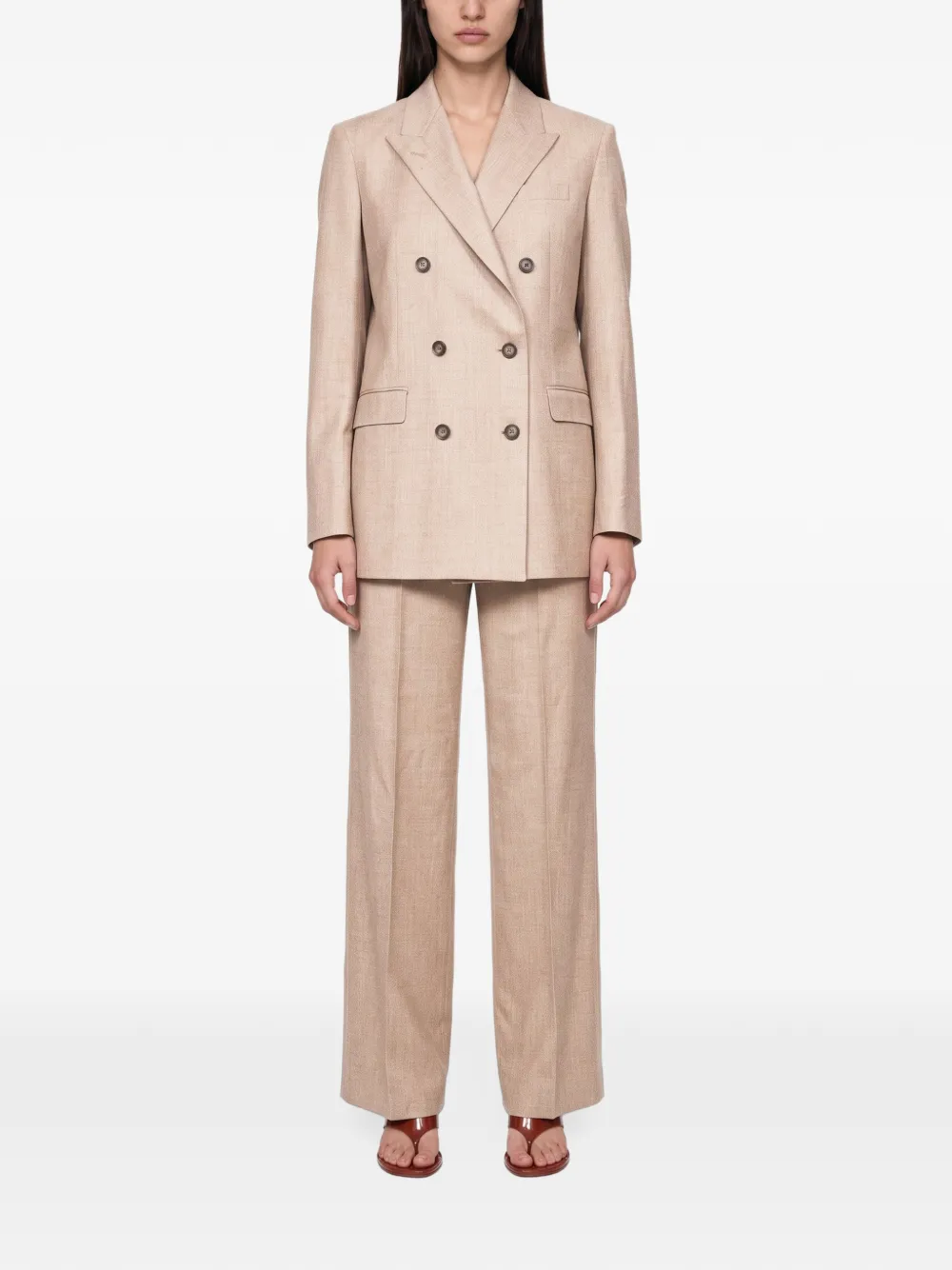 Tagliatore double-breasted peak-lapel blazer Beige