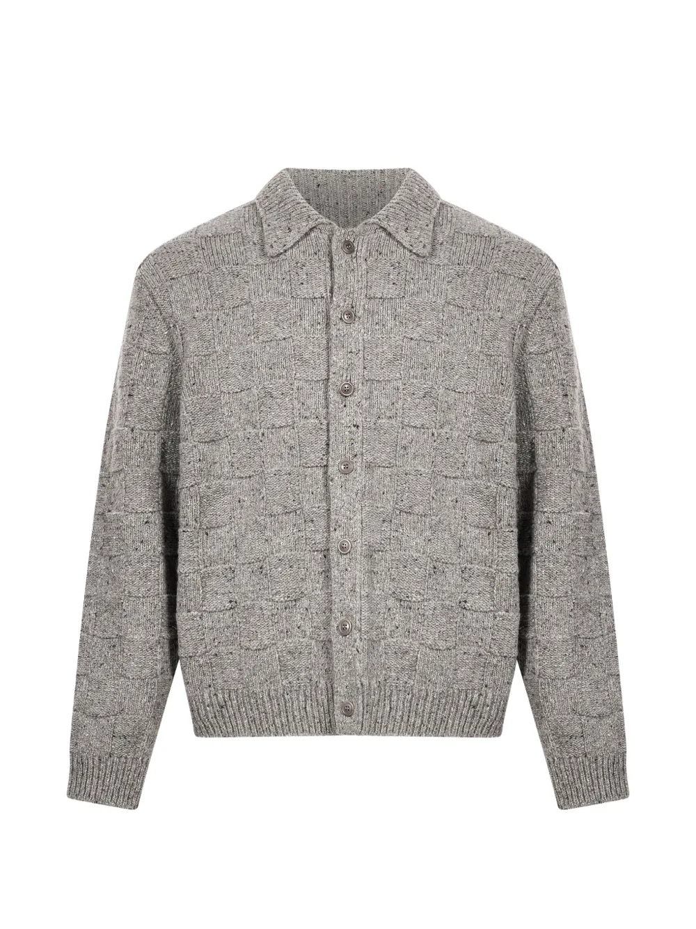 YMC checkerboard flecked-knit cardigan