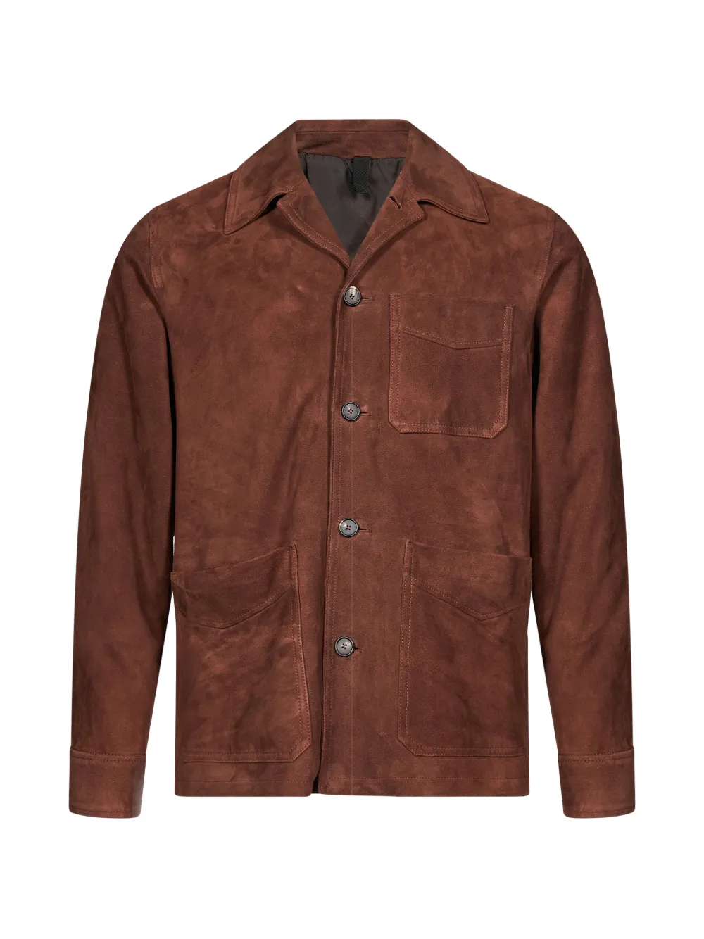 Tagliatore patch-pocket suede jacket - Braun