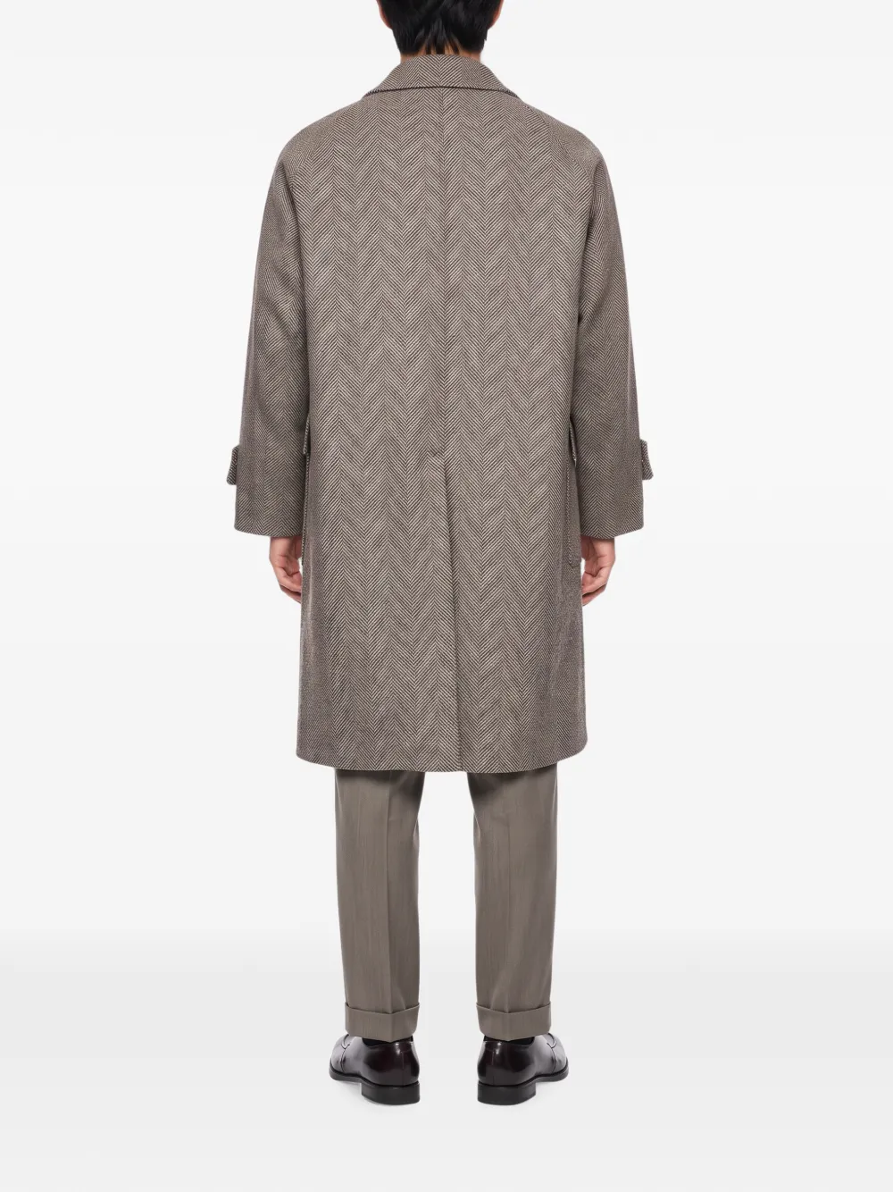 Tagliatore Loyd herringbone-pattern raglan-sleeve coat Grijs