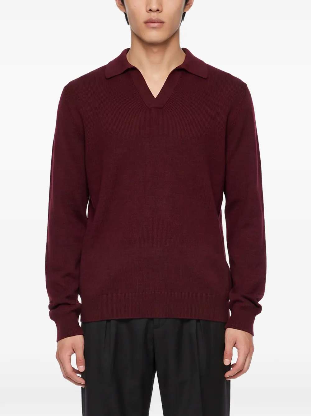 Tagliatore Zayn fine-knit open-collar polo shirt Rood