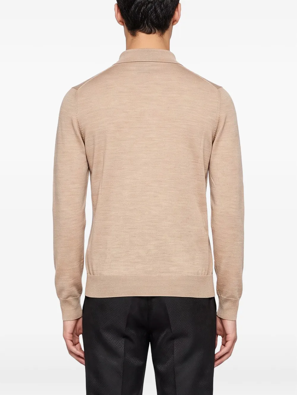 Tagliatore Palmer long-sleeve knitted polo shirt Beige