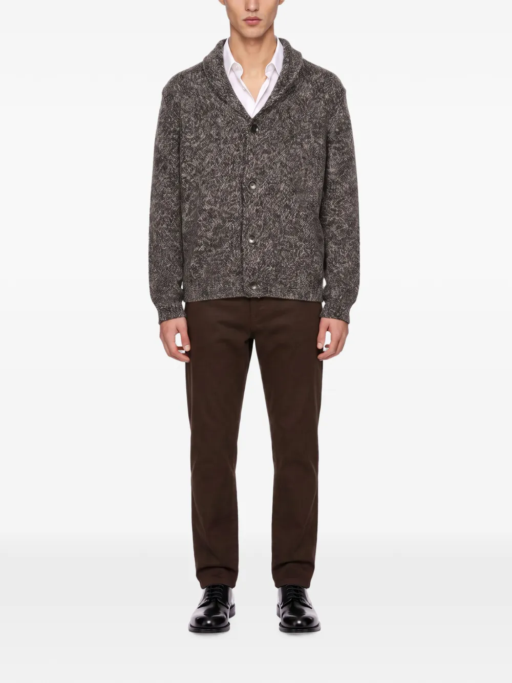 Tagliatore shawl-collar marl cardigan Grijs