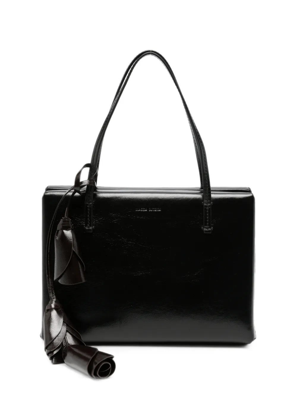 Magda Butrym flower-pendant leather tote bag - Nero