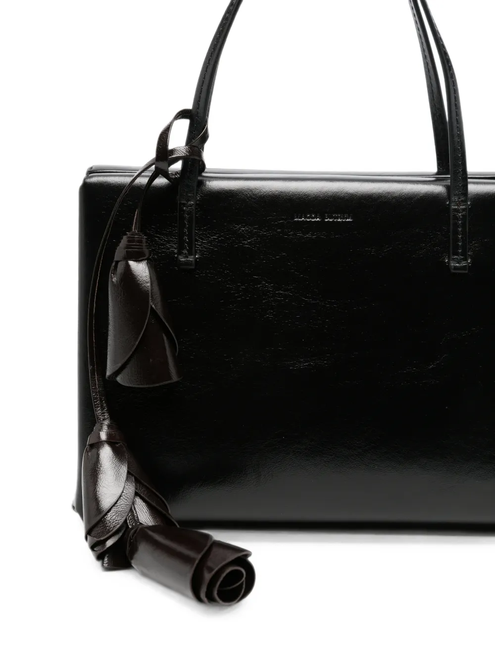 Magda Butrym Leren shopper met bloem-hanger Zwart