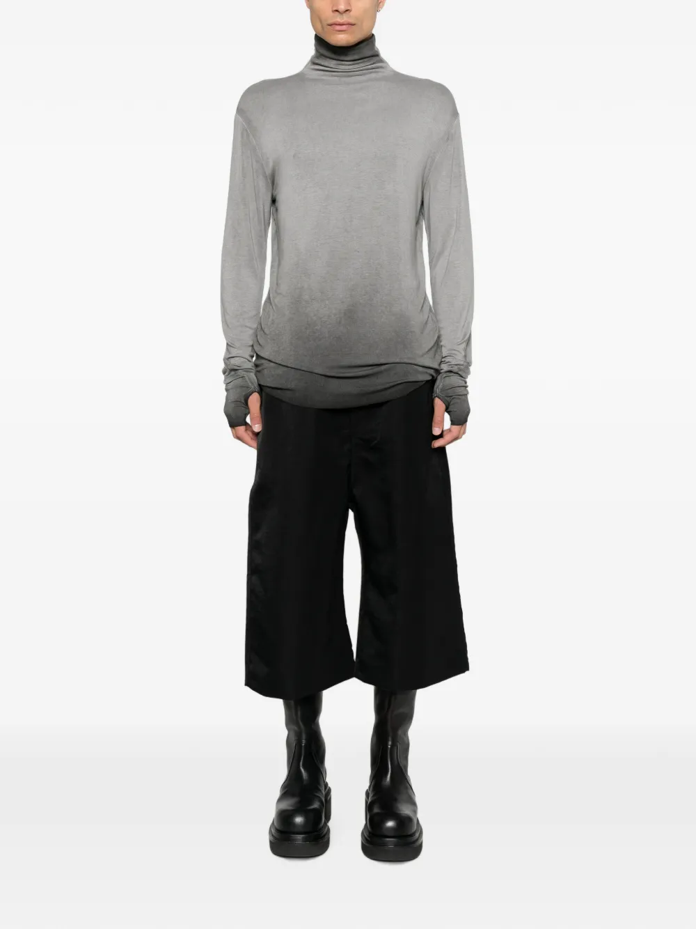 Thom Krom Cropped broek met wijde pijpen en trekkoord Zwart