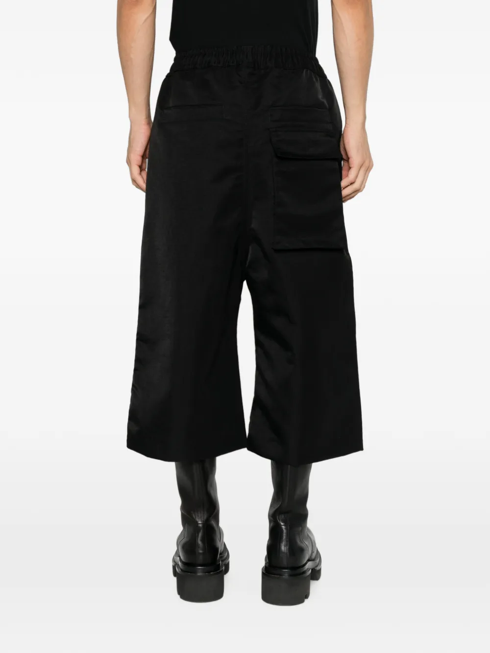 Thom Krom Cropped broek met wijde pijpen en trekkoord Zwart