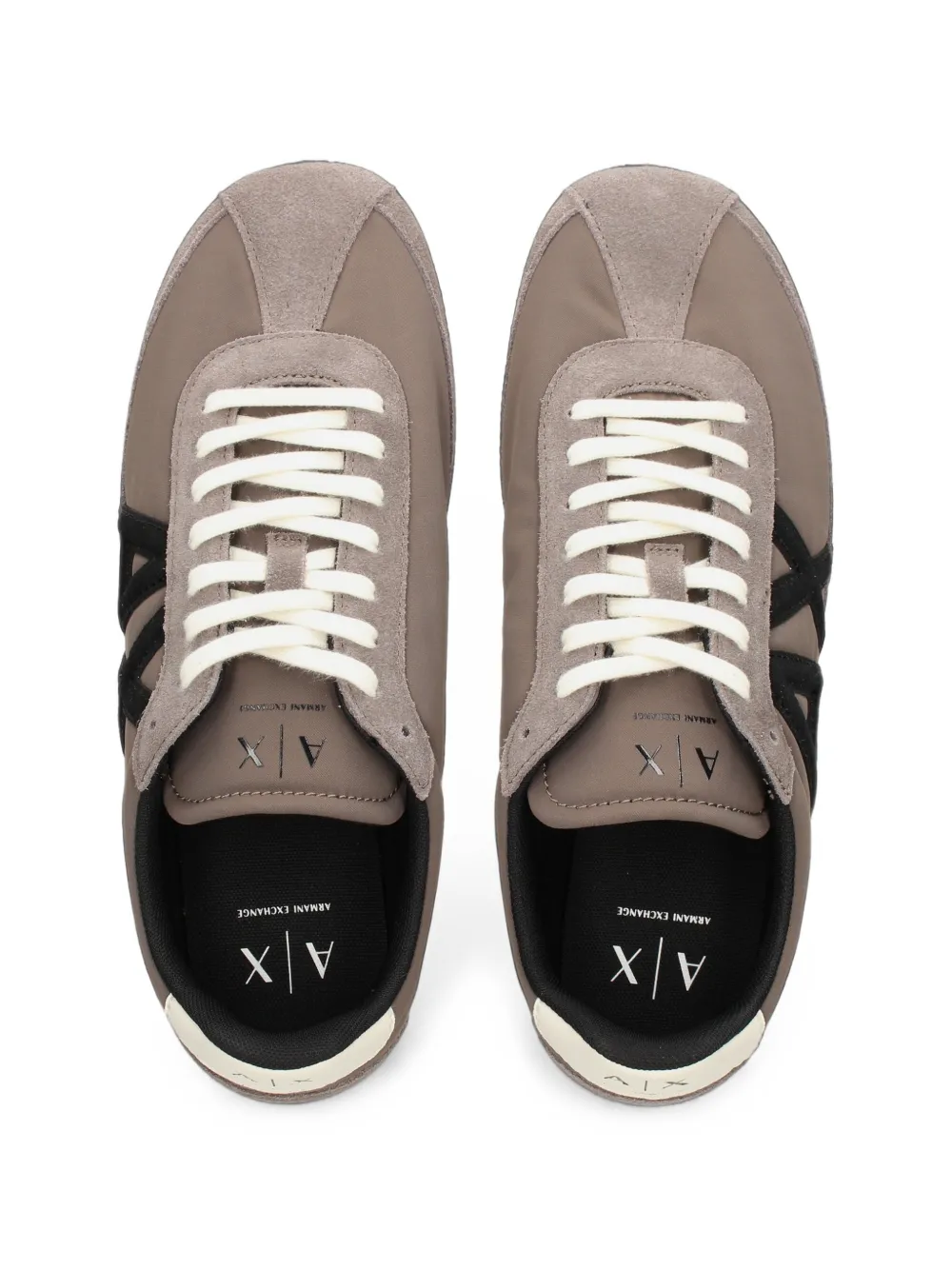 Armani Exchange logo-patch low-top sneakers Beige