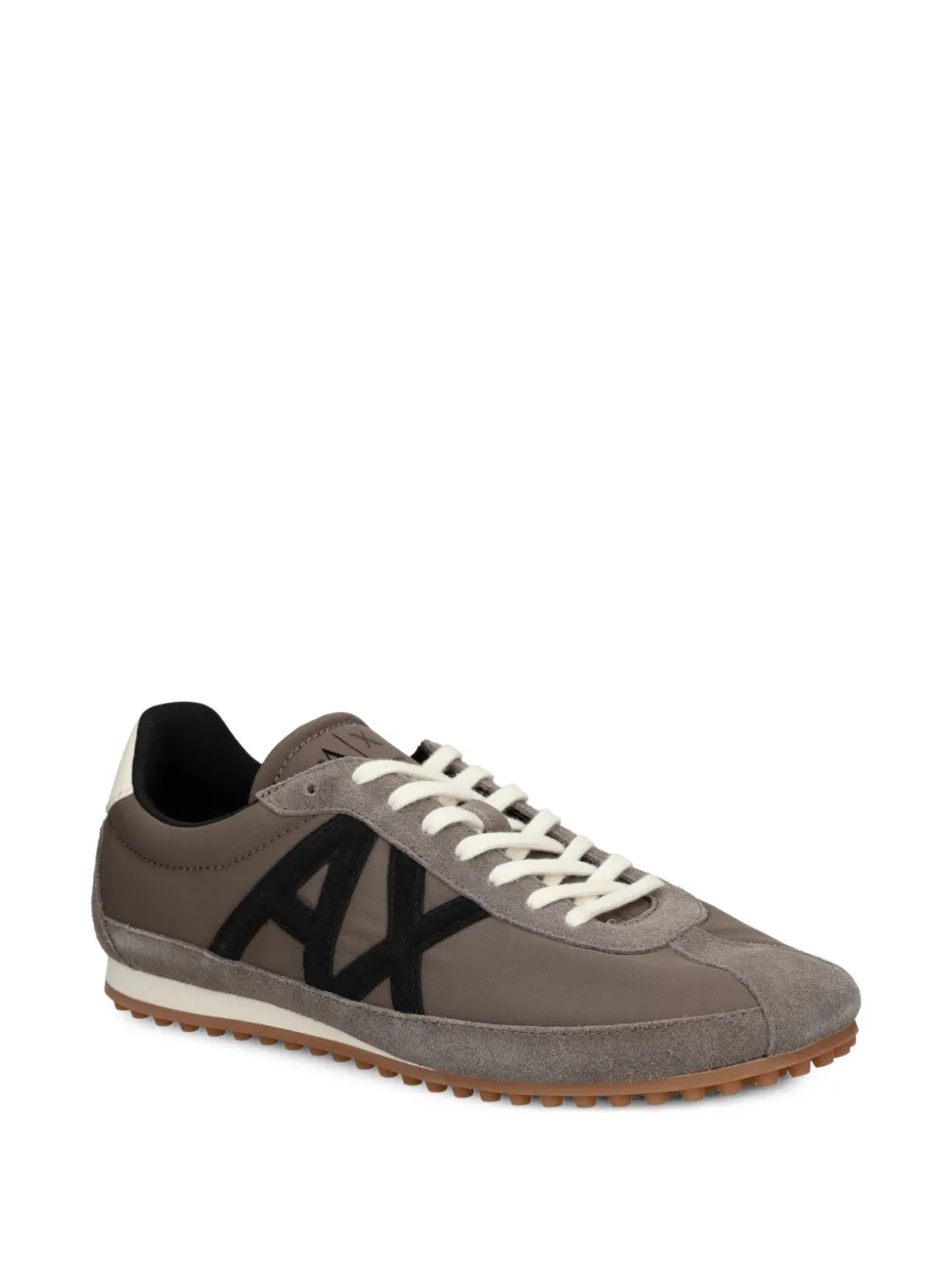 Armani Exchange logo-patch low-top sneakers Beige