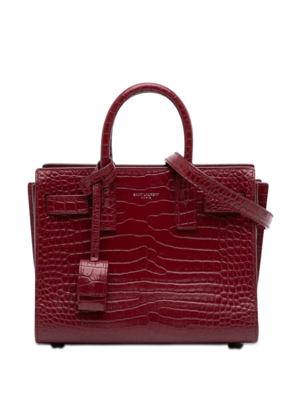 Saint Laurent Pre-Owned 2017 Nano Croc Embossed Leather Sac De Jour satchel - Rot