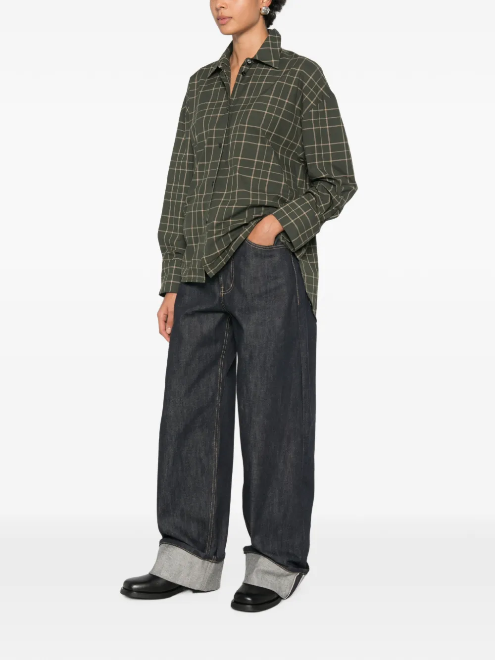 TOTEME check-pattern silk-blend shirt Groen