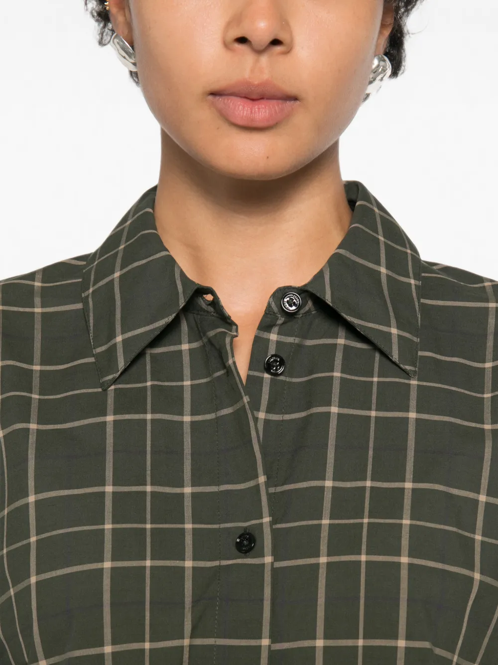 TOTEME check-pattern silk-blend shirt Groen