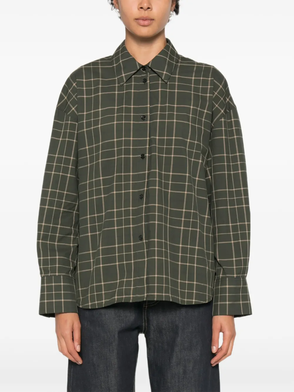 TOTEME check-pattern silk-blend shirt Groen