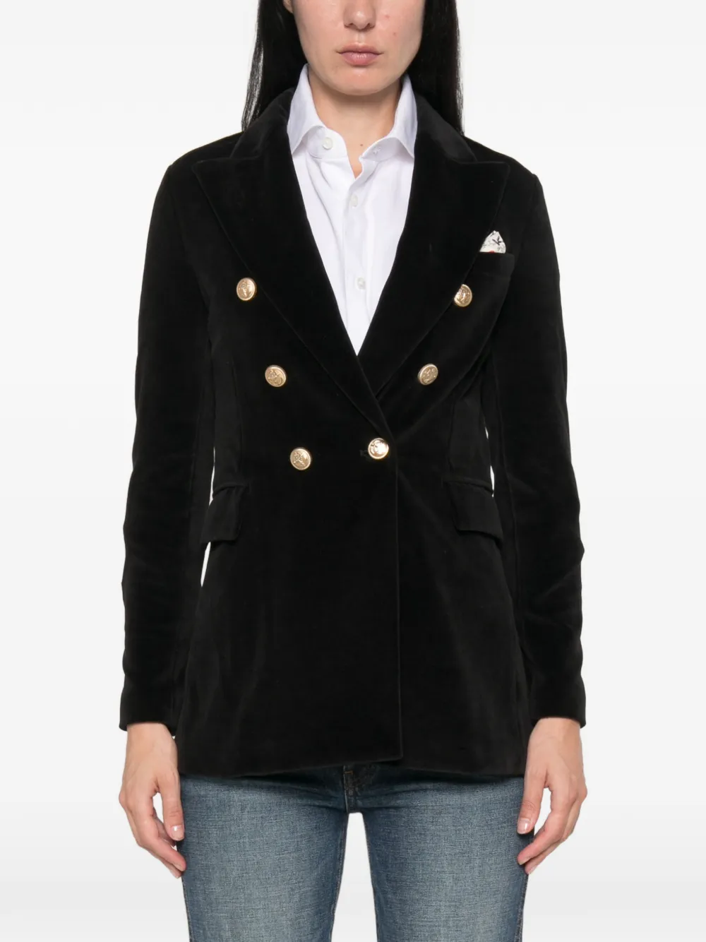 Circolo 1901 double-breasted velvet jacket Zwart