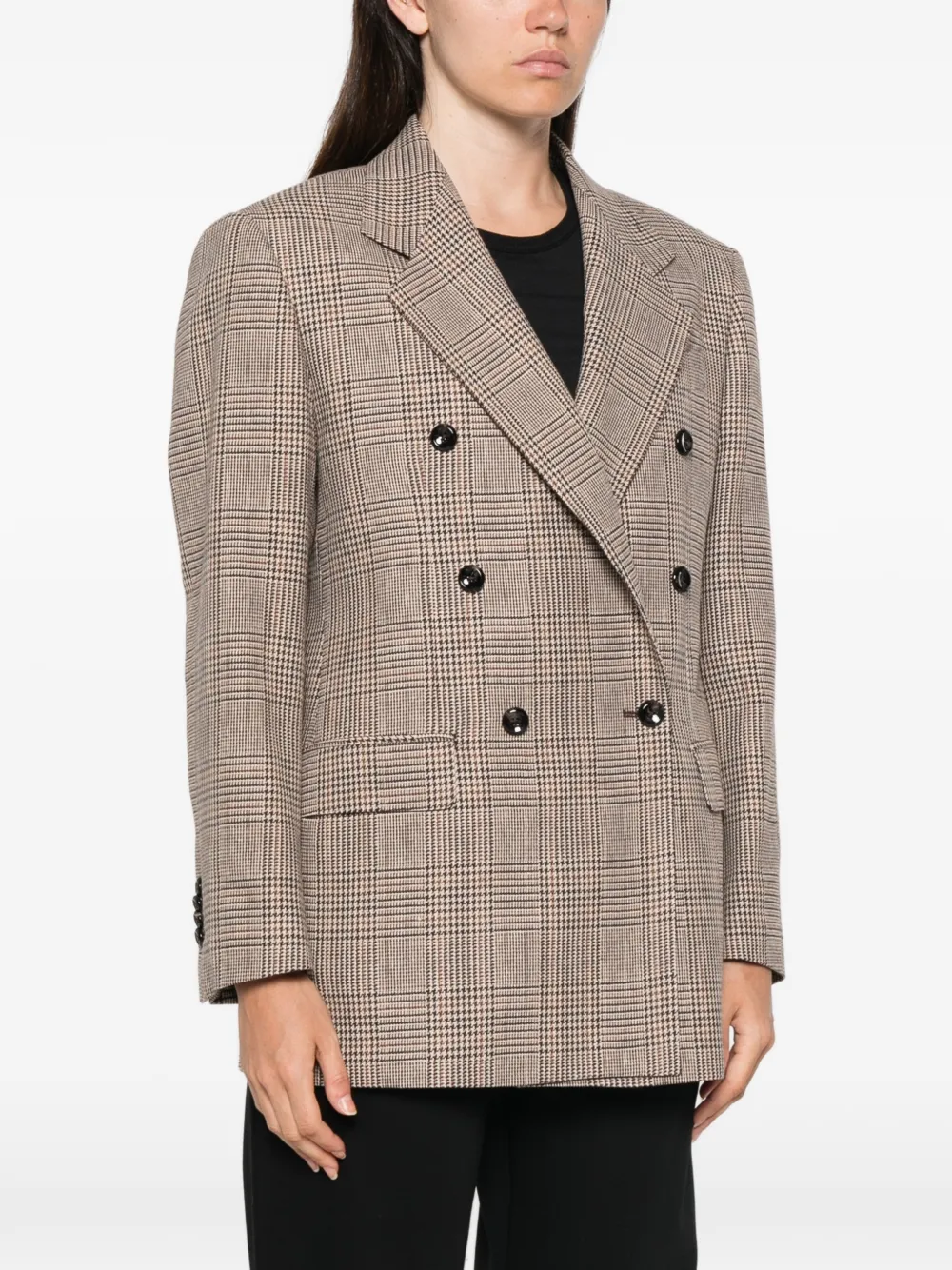 Tagliatore check-pattern double-breasted jacket Beige