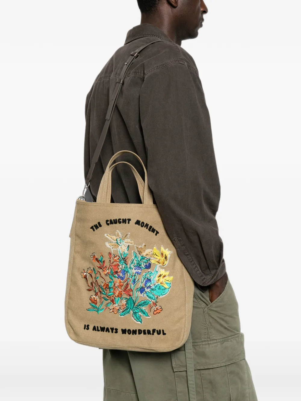 Paul Smith Canvas shopper met borduurwerk Beige