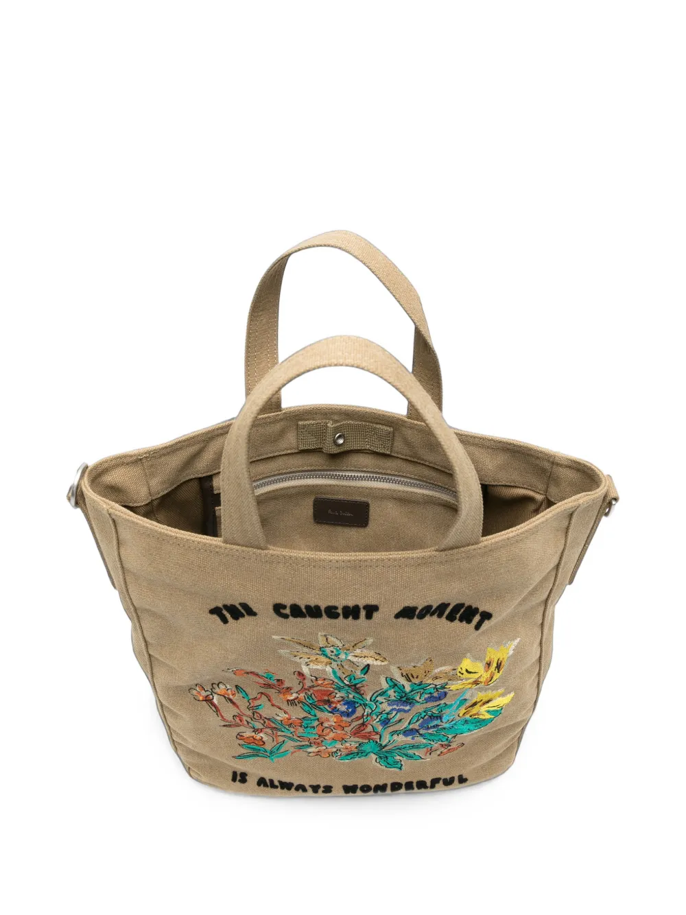 Paul Smith Canvas shopper met borduurwerk Beige
