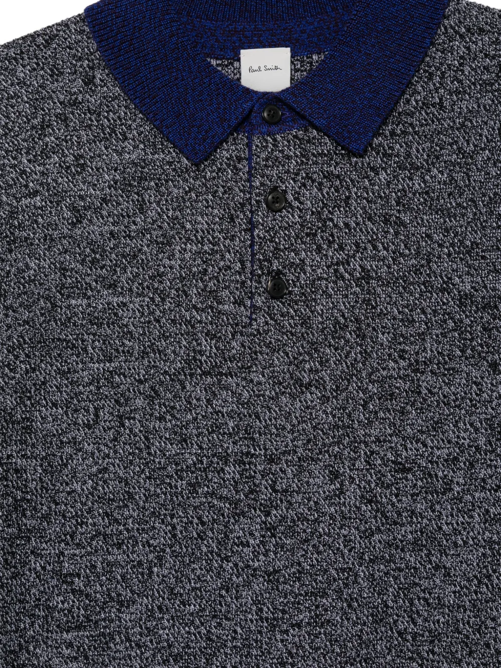 Paul Smith Gemêleerd gebreid poloshirt met lange mouwen Grijs