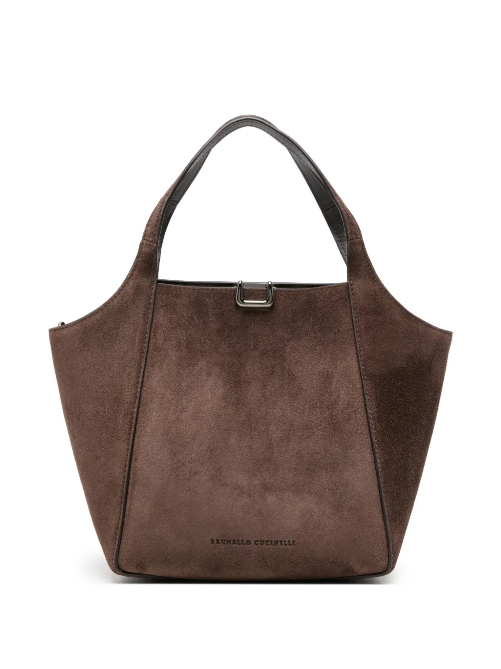 Brunello Cucinelli Borsa tote con finitura in pelle scamosciata - Marrone