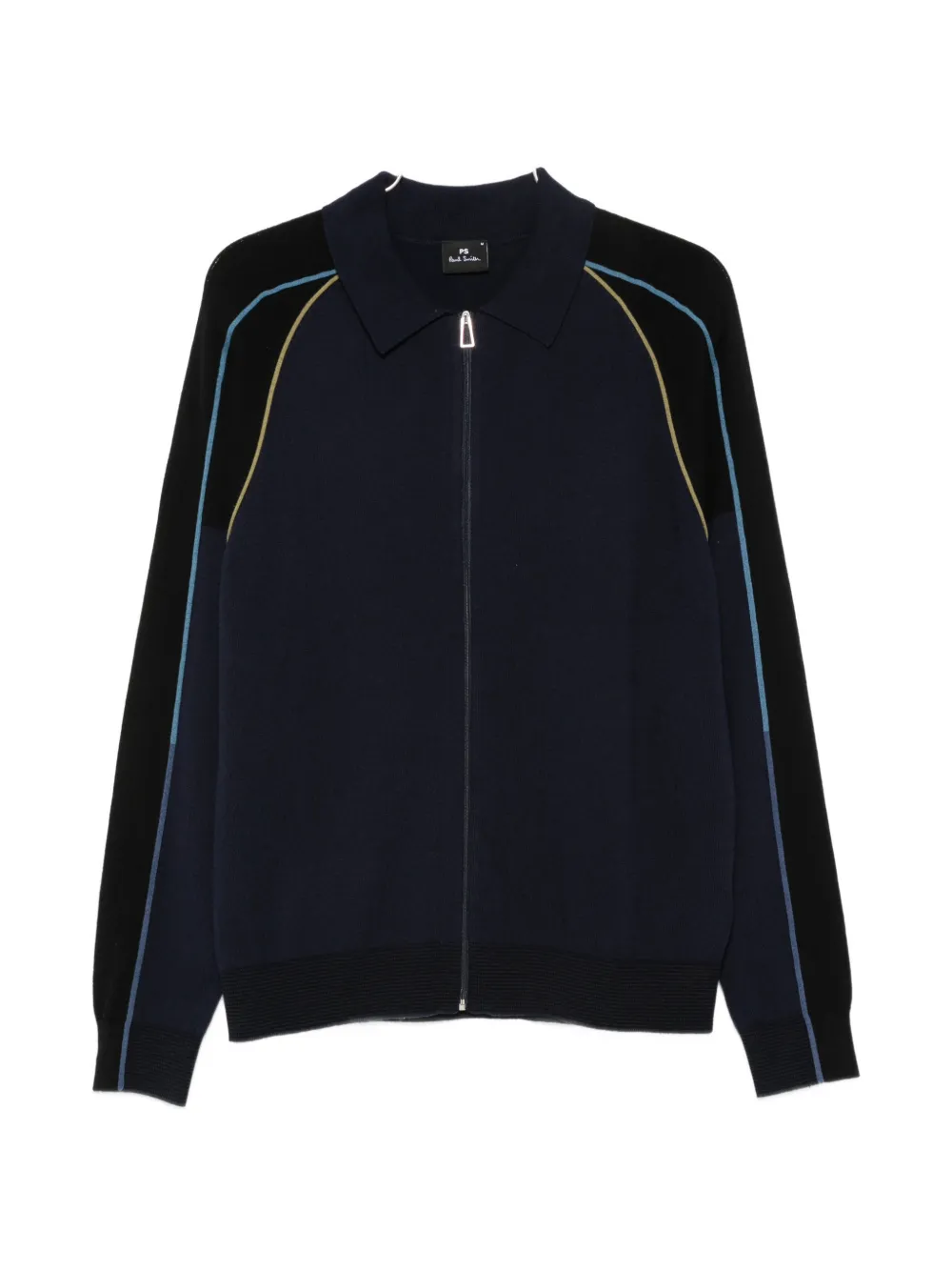 Paul Smith stripe-trim zip-up polo sweater - Blau