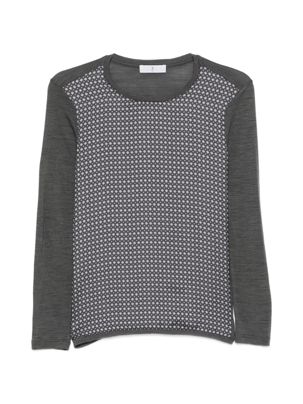 Why Ci Geometric-print Long-sleeved T-shirt In Gray