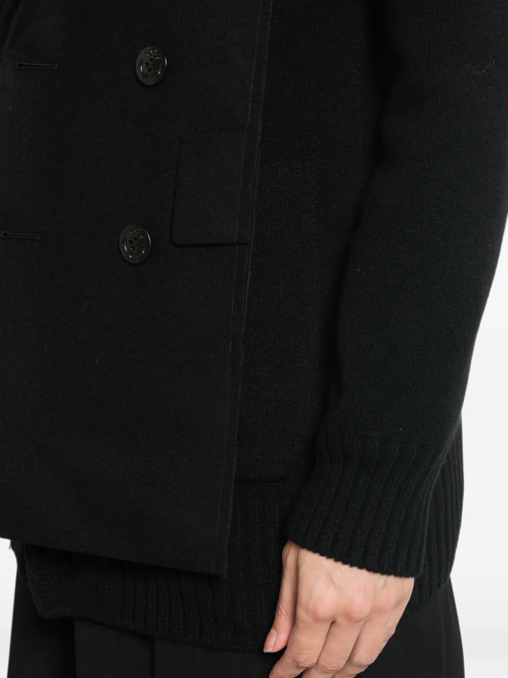 sacai Gelaagd vest met dubbele rij knopen Zwart