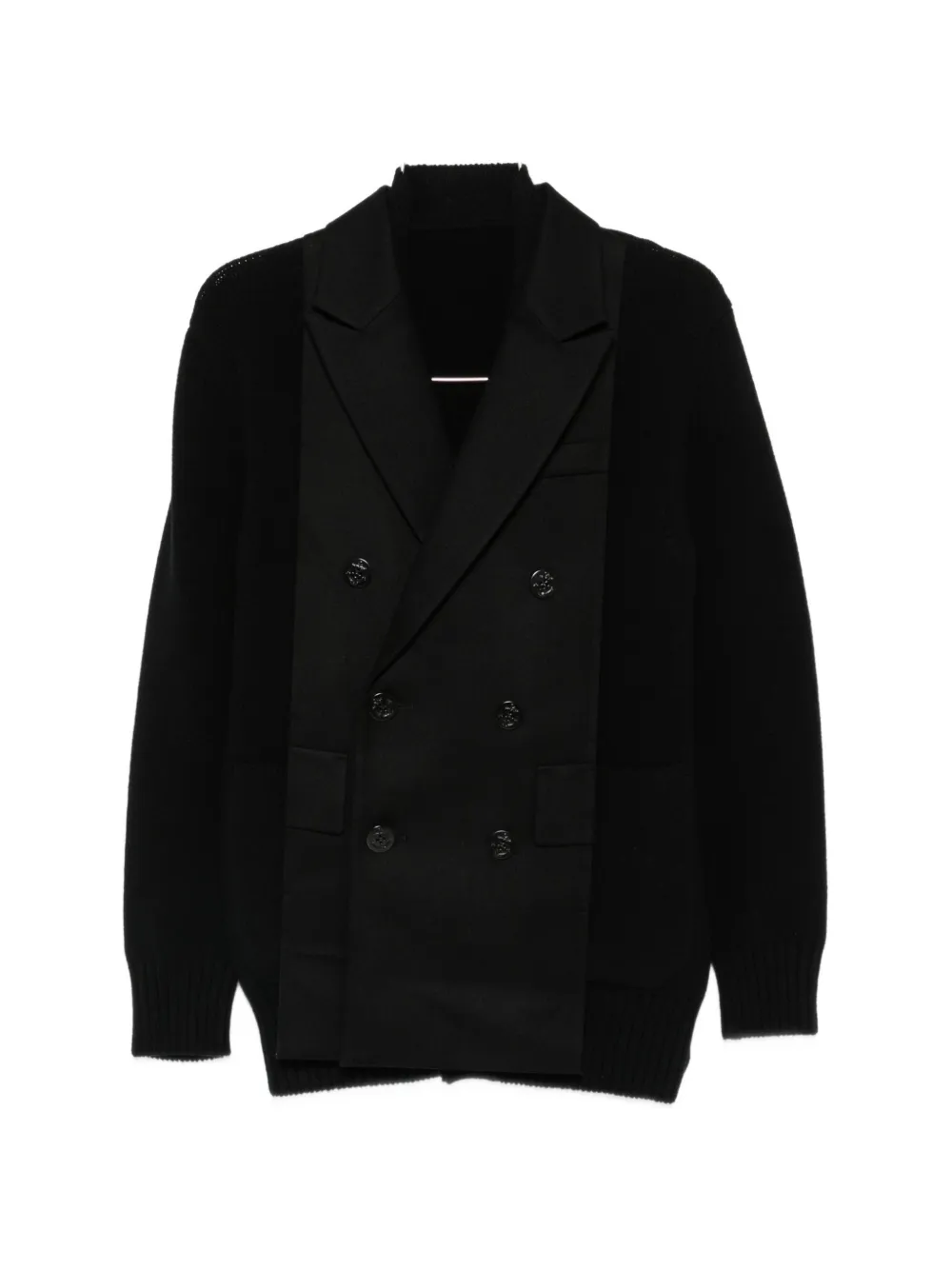 sacai double-breasted layered cardigan - Nero