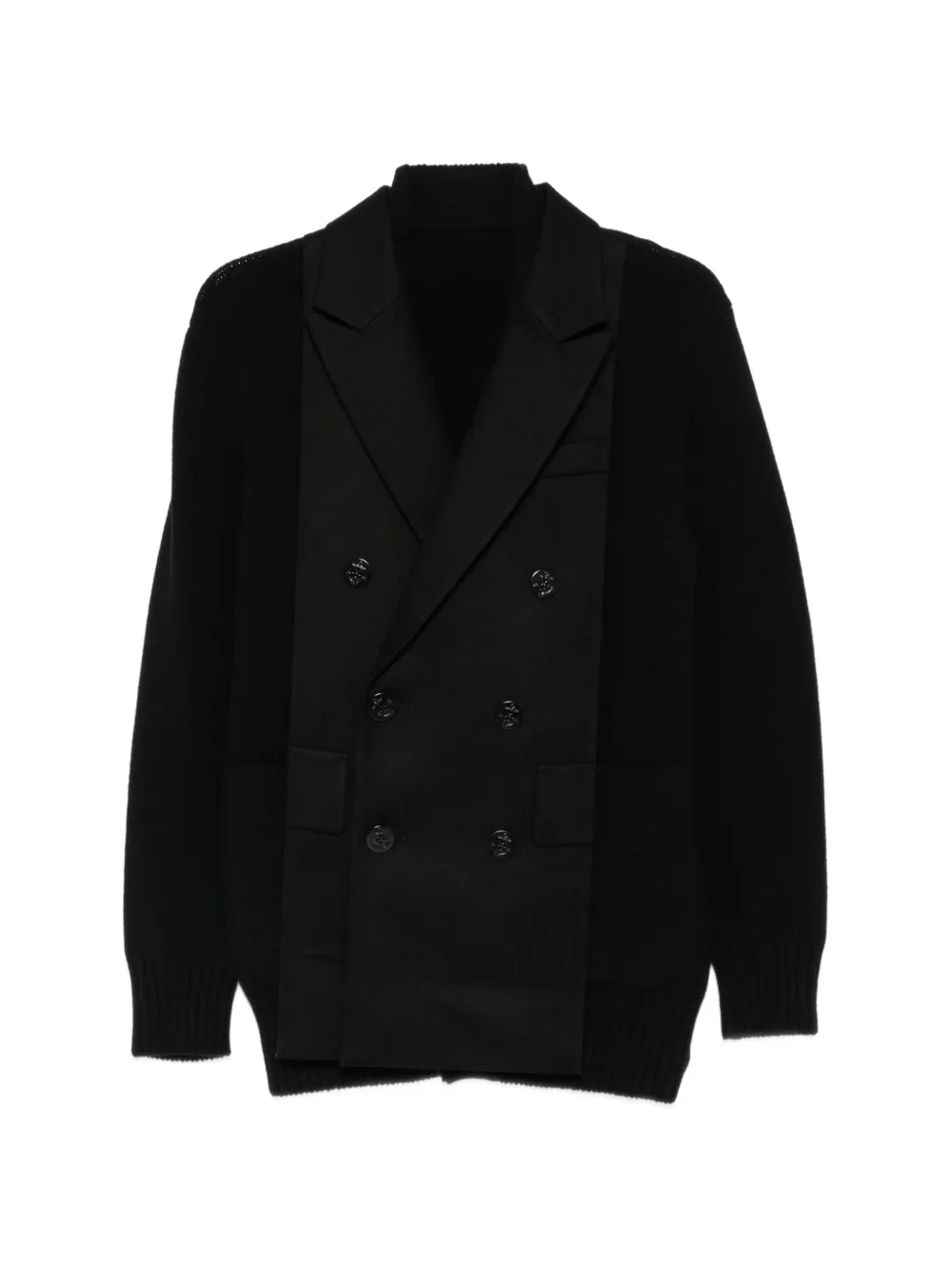 sacai double-breasted layered cardigan - Nero