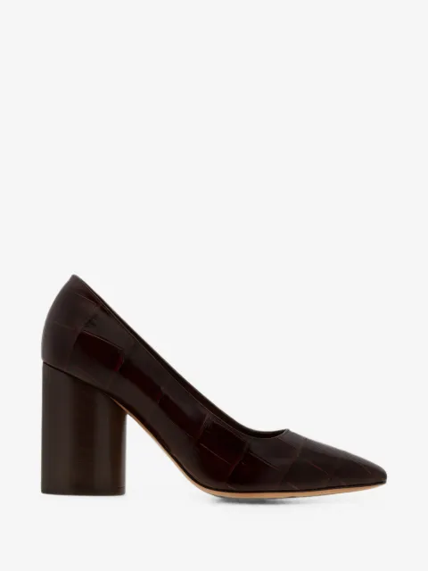 croc-effect leather pumps