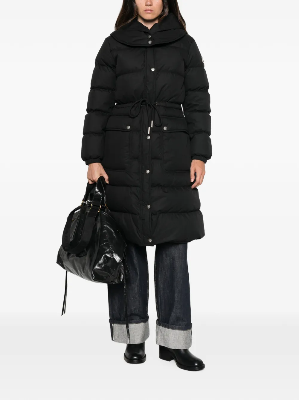 Moncler Gewatteerd jack met trekkoordtaille Zwart