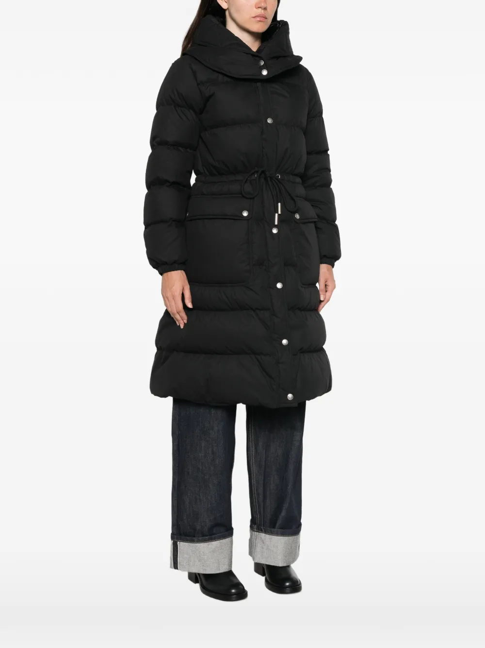 Moncler Gewatteerd jack met trekkoordtaille Zwart